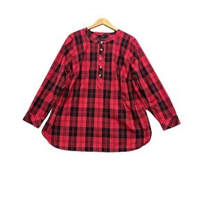 Talbots Womens Plaid Tartan Top Shirt Size 2X‎ Country Ranch Barn Chore Button